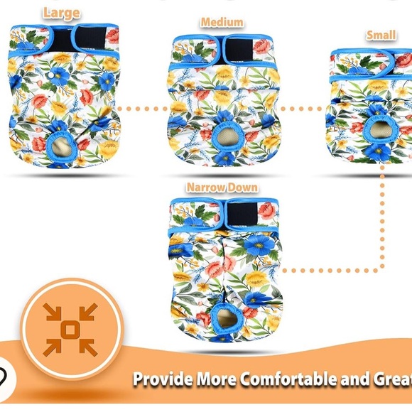 Langsprit Floral Large 3 Pair of Washable female Reuseable Dog Diapers n… - Picture 5 of 15